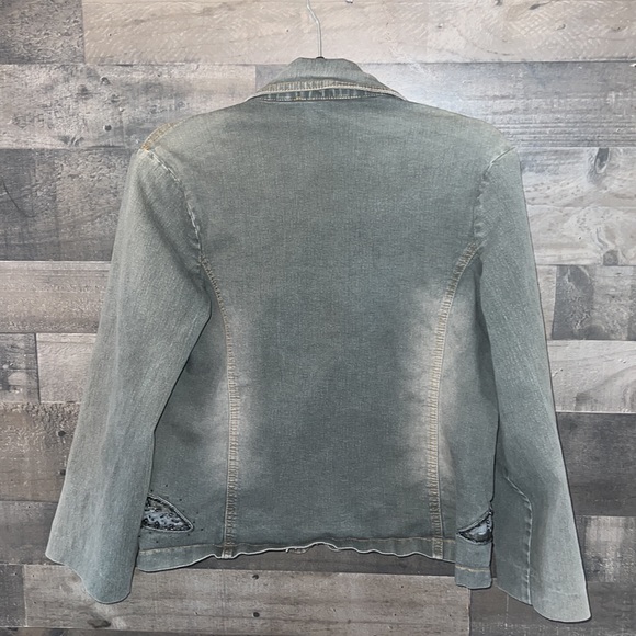 Gray Faralla Rosso Jeweled Jean Jackets - Picture 4 of 6